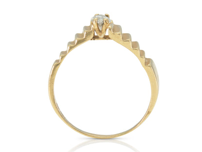 Vintage 1940s Retro 0.50 Carat Marquise Cut Diamond and Gold Ring
