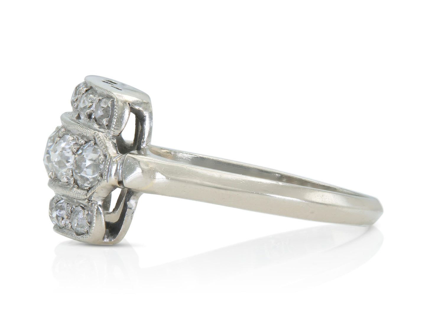 Antique Art Deco 1930s 2.00 Carat Diamond 3 Row Ring