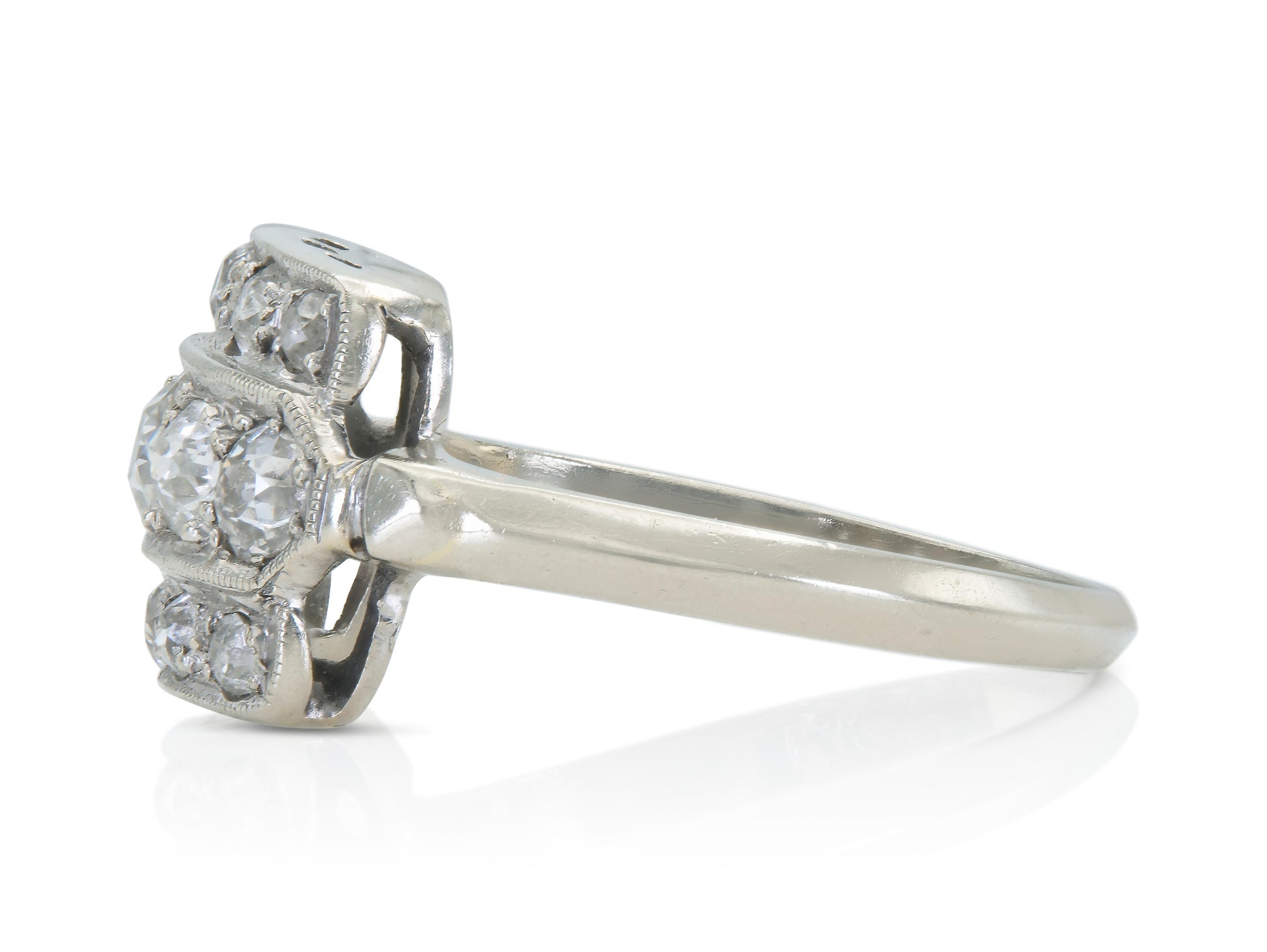 Antique Art Deco 1930s 2.00 Carat Diamond 3 Row Ring