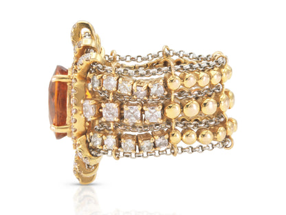Vintage 1980s 5.00 Carat Imperial Sapphire Ring with Diamonds