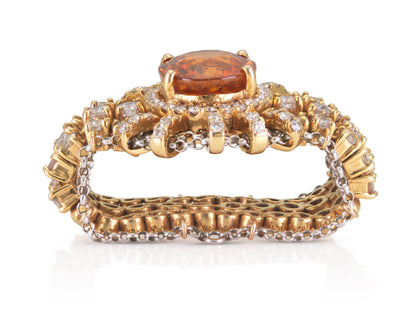 Vintage 1980s 5.00 Carat Imperial Sapphire Ring with Diamonds