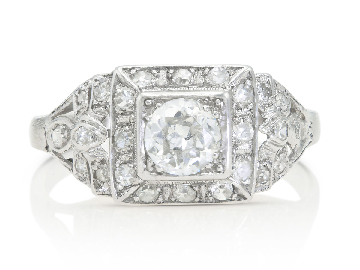 Antique Art Deco 1930s 0.75 Carat Old European Cut Diamond Engagement Ring