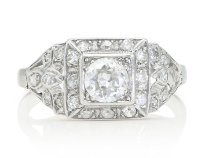 Antique Art Deco 1930s 0.75 Carat Old European Cut Diamond Engagement Ring