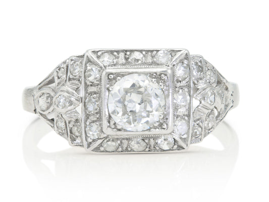 Antique Art Deco 1930s 0.75 Carat Old European Cut Diamond Engagement Ring