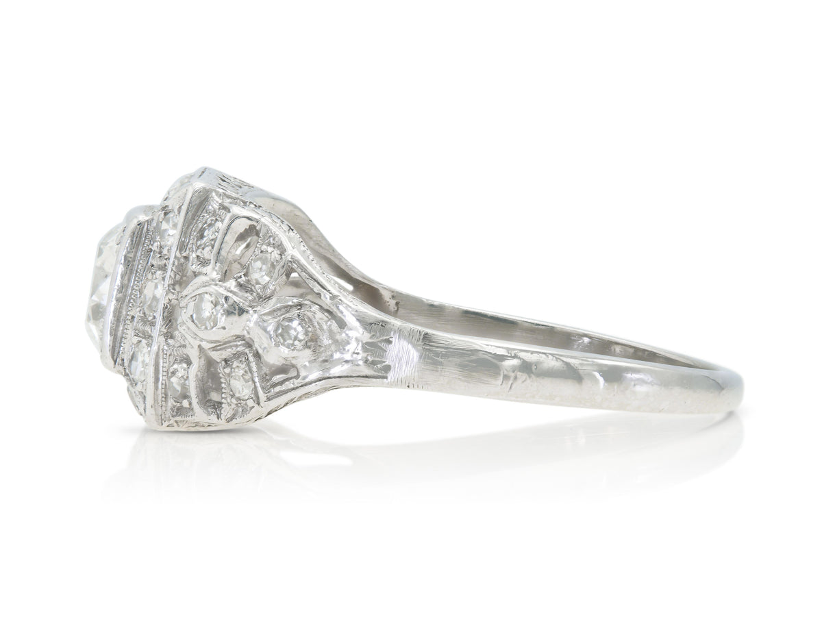 Antique Art Deco 1930s 0.75 Carat Old European Cut Diamond Engagement Ring