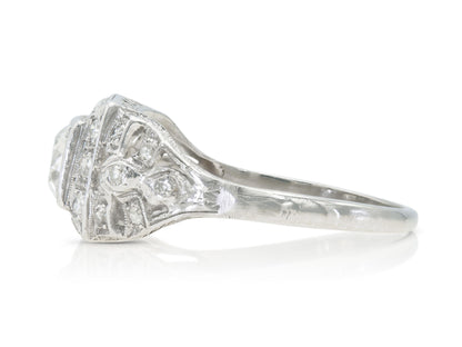 Antique Art Deco 1930s 0.75 Carat Old European Cut Diamond Engagement Ring