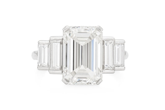 5.01 Carat Emerald Cut Diamond Engagement Ring