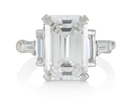 5.45 Carat Emerald Cut Diamond Engagement Ring