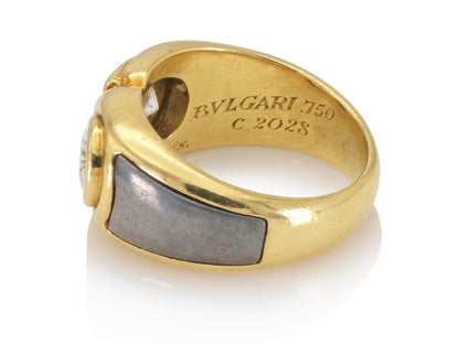 Vintage 1970s Bvlgari Two-Toned Gold and 2.33 Carat Pear-Shaped Diamonds Ring