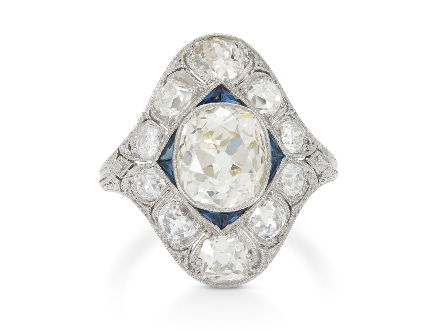 Antique Art Deco 1920s 2.50 Carat Old Mine Cut Diamond Dinner Ring