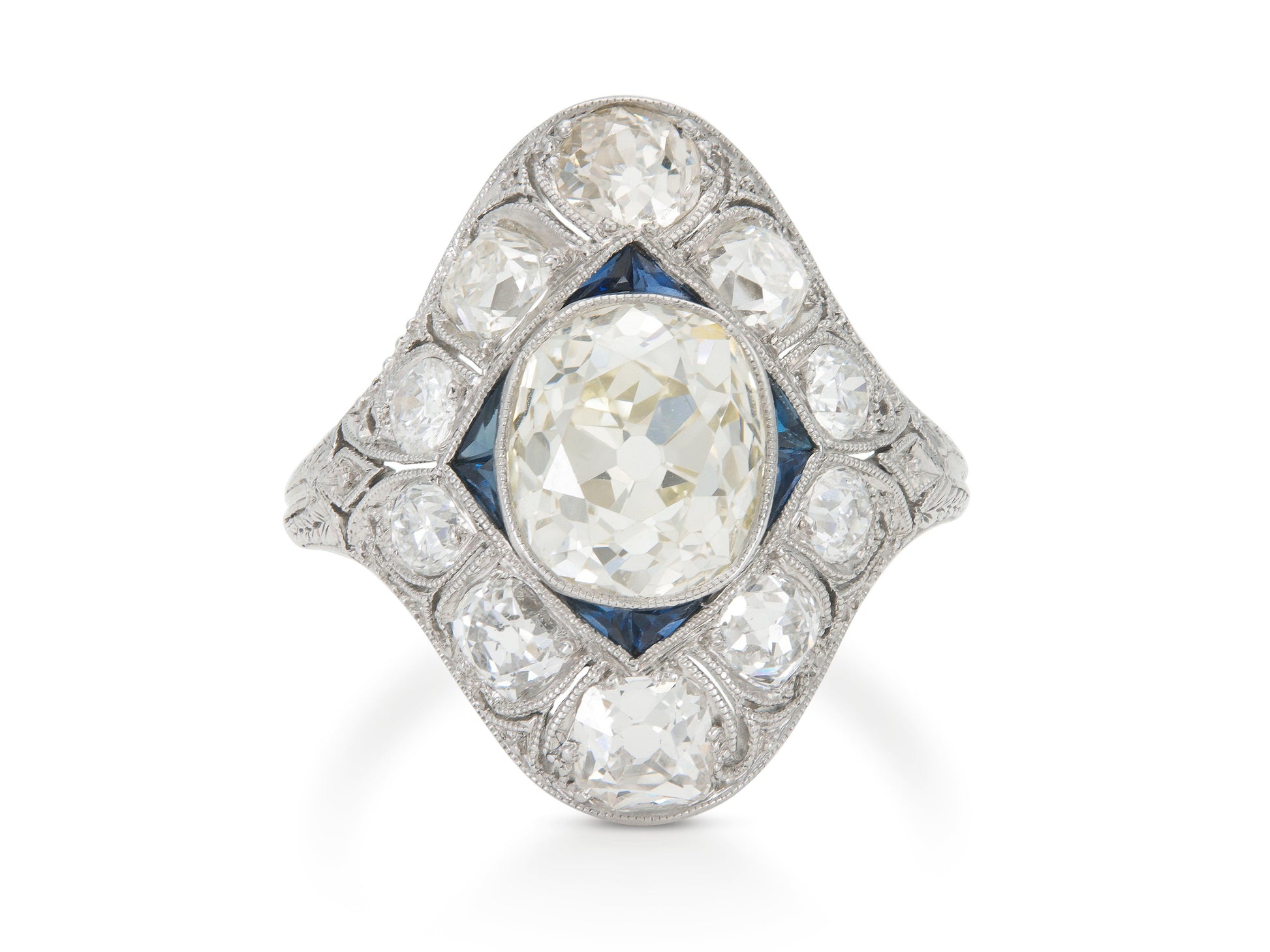 Antique Art Deco 1920s 2.50 Carat Old Mine Cut Diamond Dinner Ring