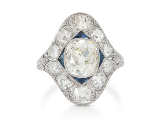 Antique Art Deco 1920s 2.50 Carat Old Mine Cut Diamond Dinner Ring