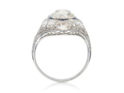 Antique Art Deco 1920s 2.50 Carat Old Mine Cut Diamond Dinner Ring