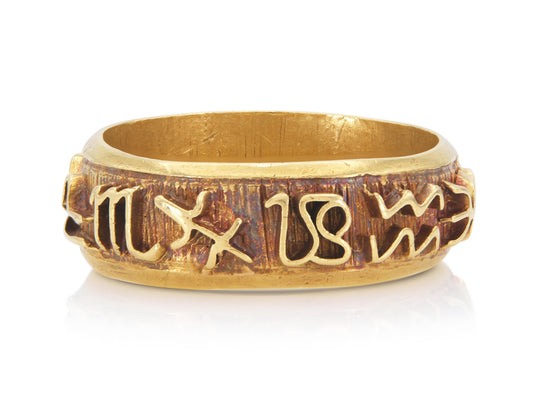 Vintage 1960s Gold and Enamel Zodiac Band