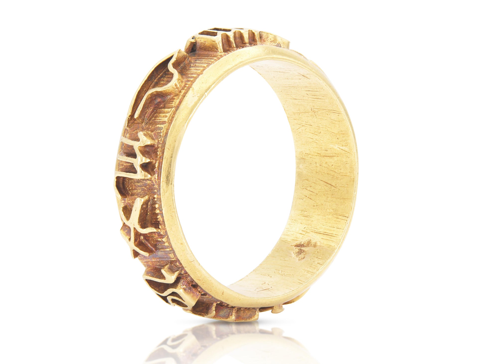 Vintage 1960s Gold and Enamel Zodiac Band