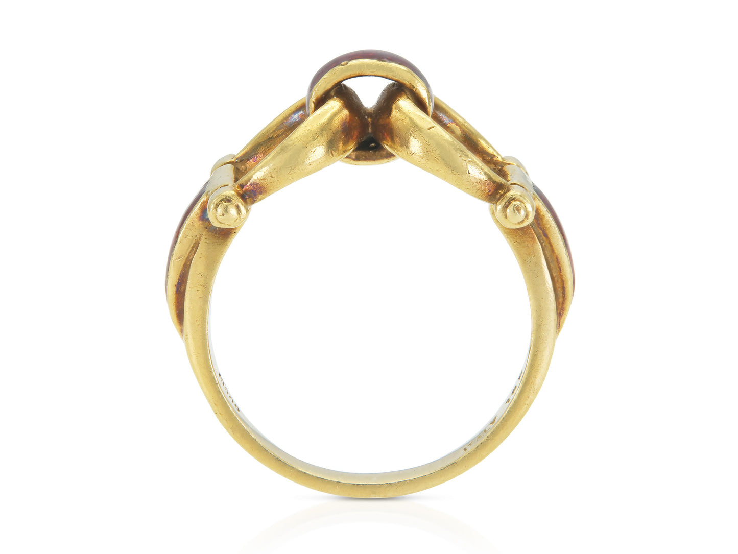 Vintage 1970s Gucci Gold and Enamel Horsebit Ring