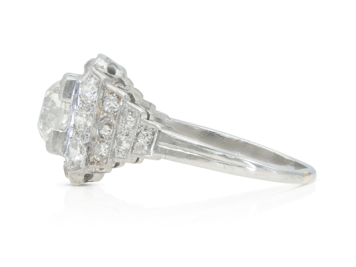 Antique Art Deco 1930s 1.00 Carat Old European Cut Diamond Ring with Diamonds