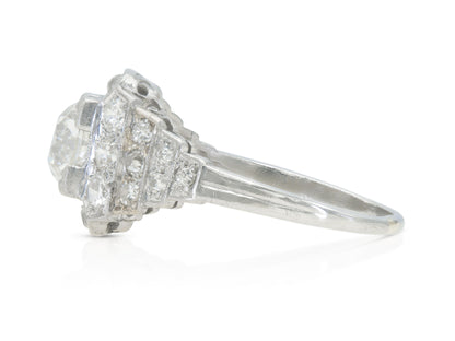 Antique Art Deco 1930s 1.00 Carat Old European Cut Diamond Ring with Diamonds