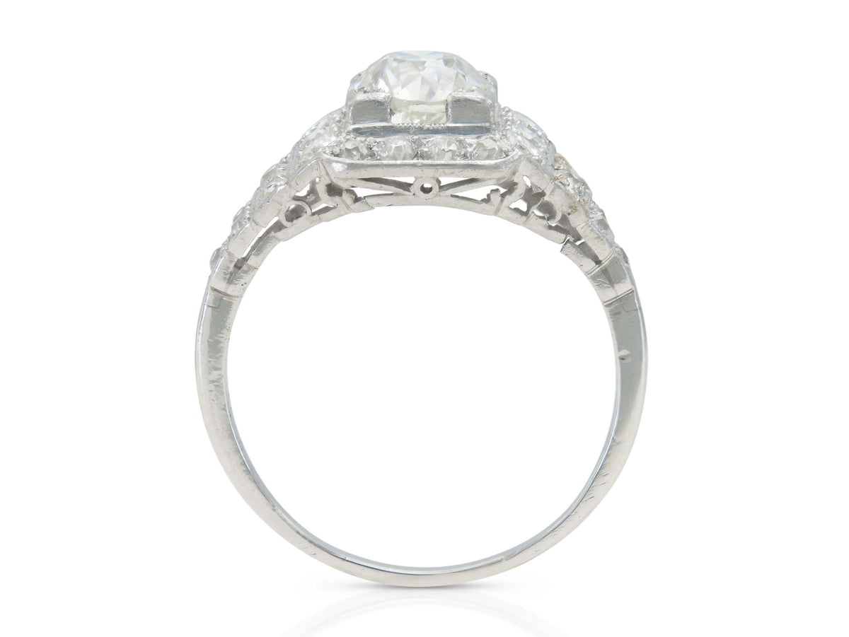 Antique Art Deco 1930s 1.00 Carat Old European Cut Diamond Ring with Diamonds