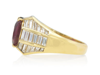 Vintage 1970s 3.00 carat Ruby Ring with Diamonds