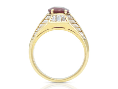Vintage 1970s 3.00 carat Ruby Ring with Diamonds