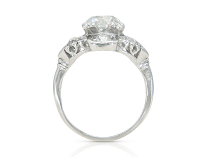 Antique Art Deco 1920s 2.14 Carat Old Mine Cut Diamond Engagement Ring