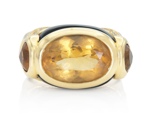 Marina B Citrine, Onyx & Diamond Ring
