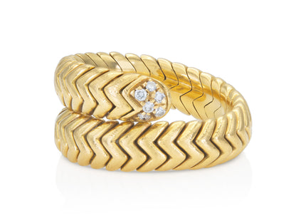 Vintage Bvlgari Spiga Bypass Ring with Diamonds