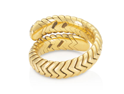 Vintage Bvlgari Spiga Bypass Ring with Diamonds