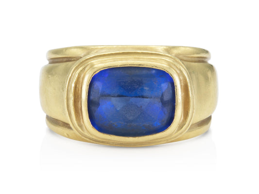 Vintage 1980s 3.00 Carat Sapphire and Gold Ring