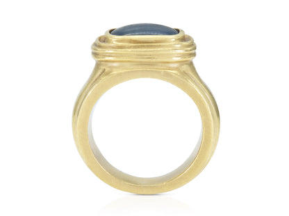 Vintage 1980s 3.00 Carat Sapphire and Gold Ring