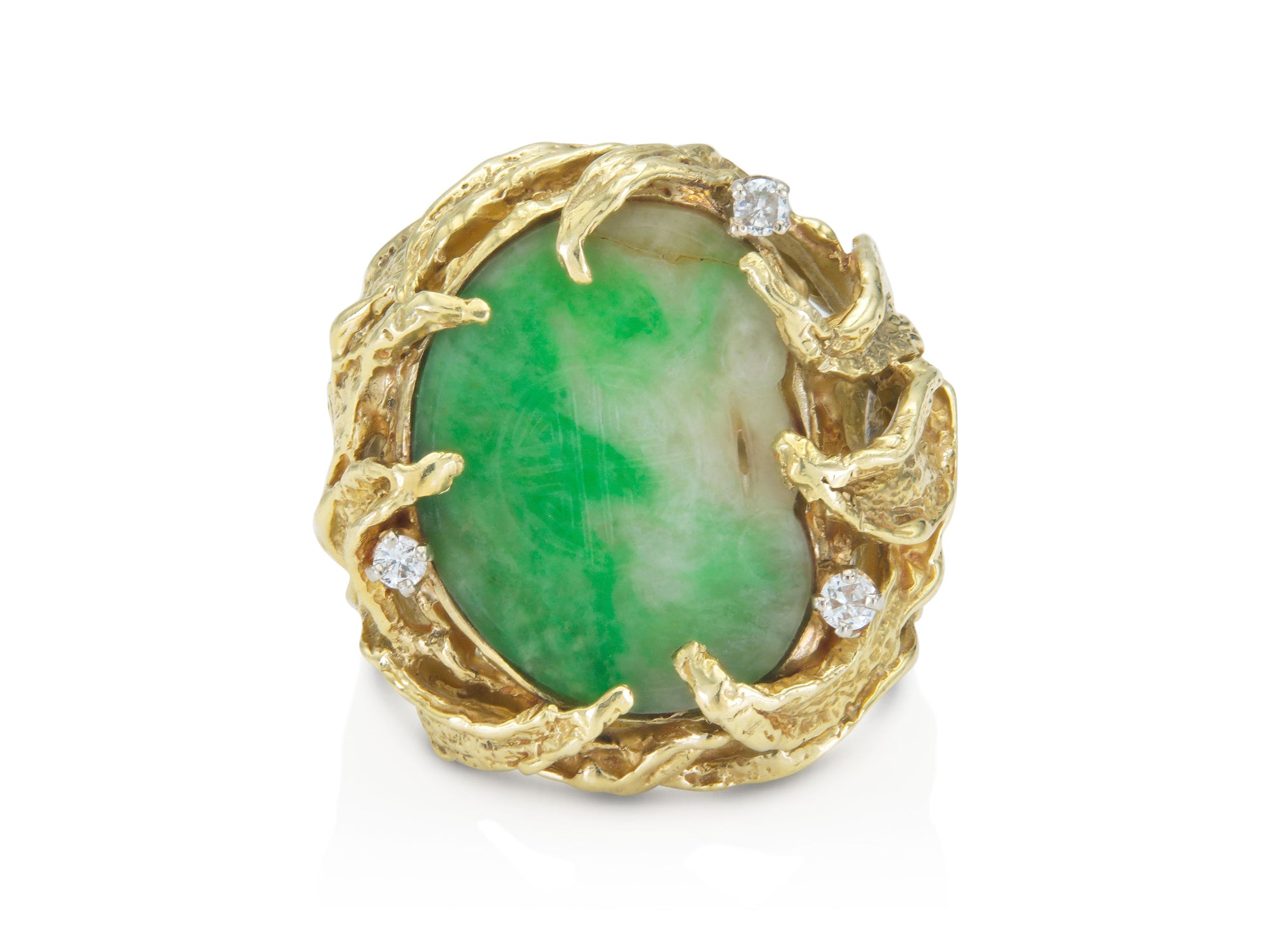 Vintage 1960s Jade and Gold Ring
