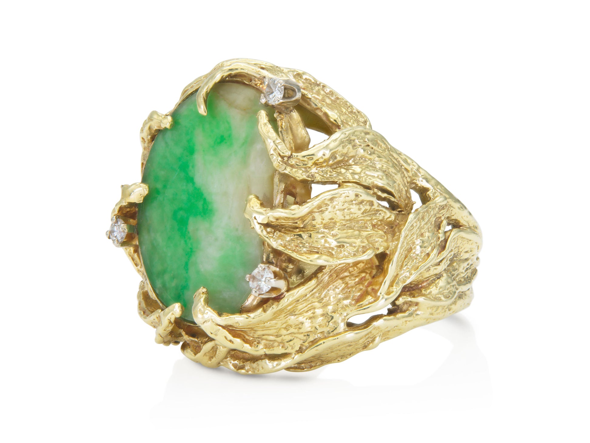 Vintage 1960s Jade and Gold Ring