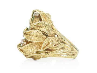 Vintage 1960s Jade and Gold Ring