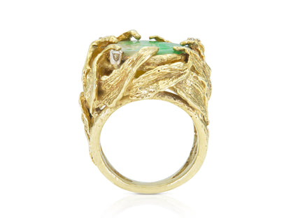 Vintage 1960s Jade and Gold Ring