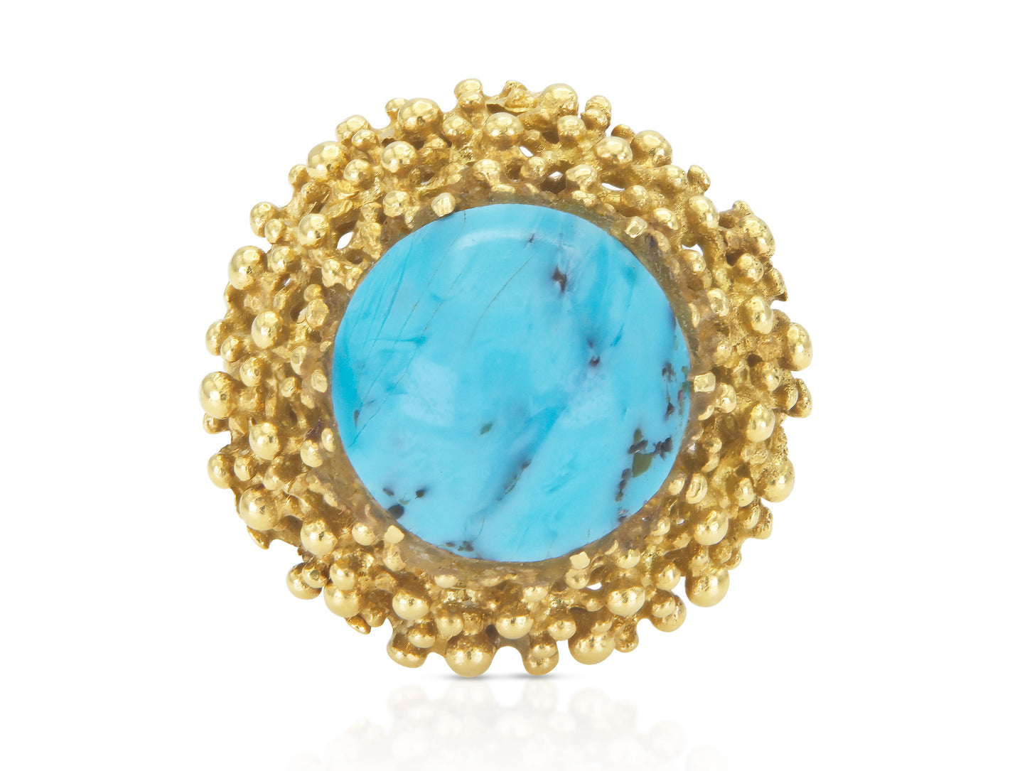 Vintage 1970s Turquoise and Gold Ring