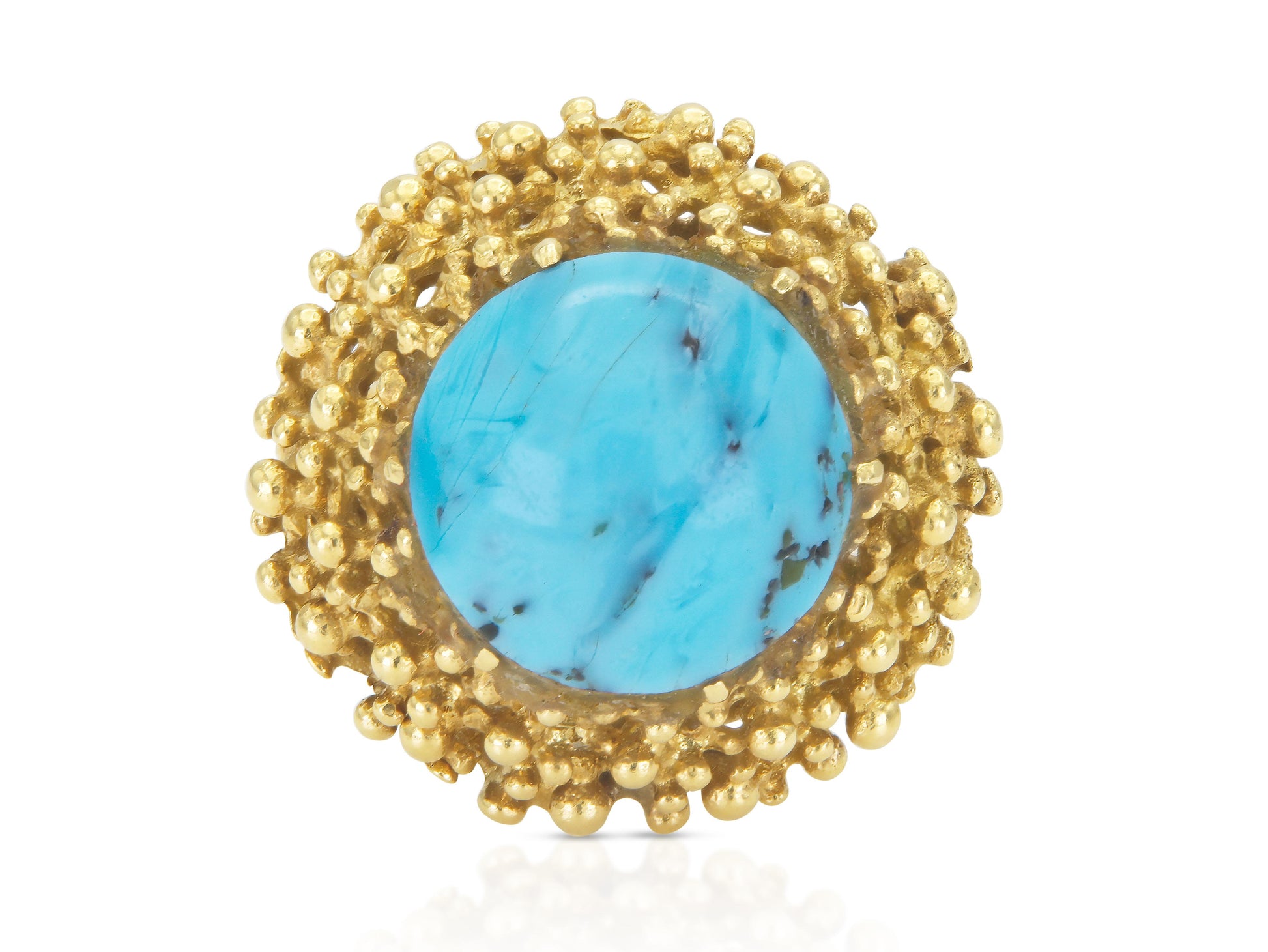 Vintage 1970s Turquoise and Gold Ring