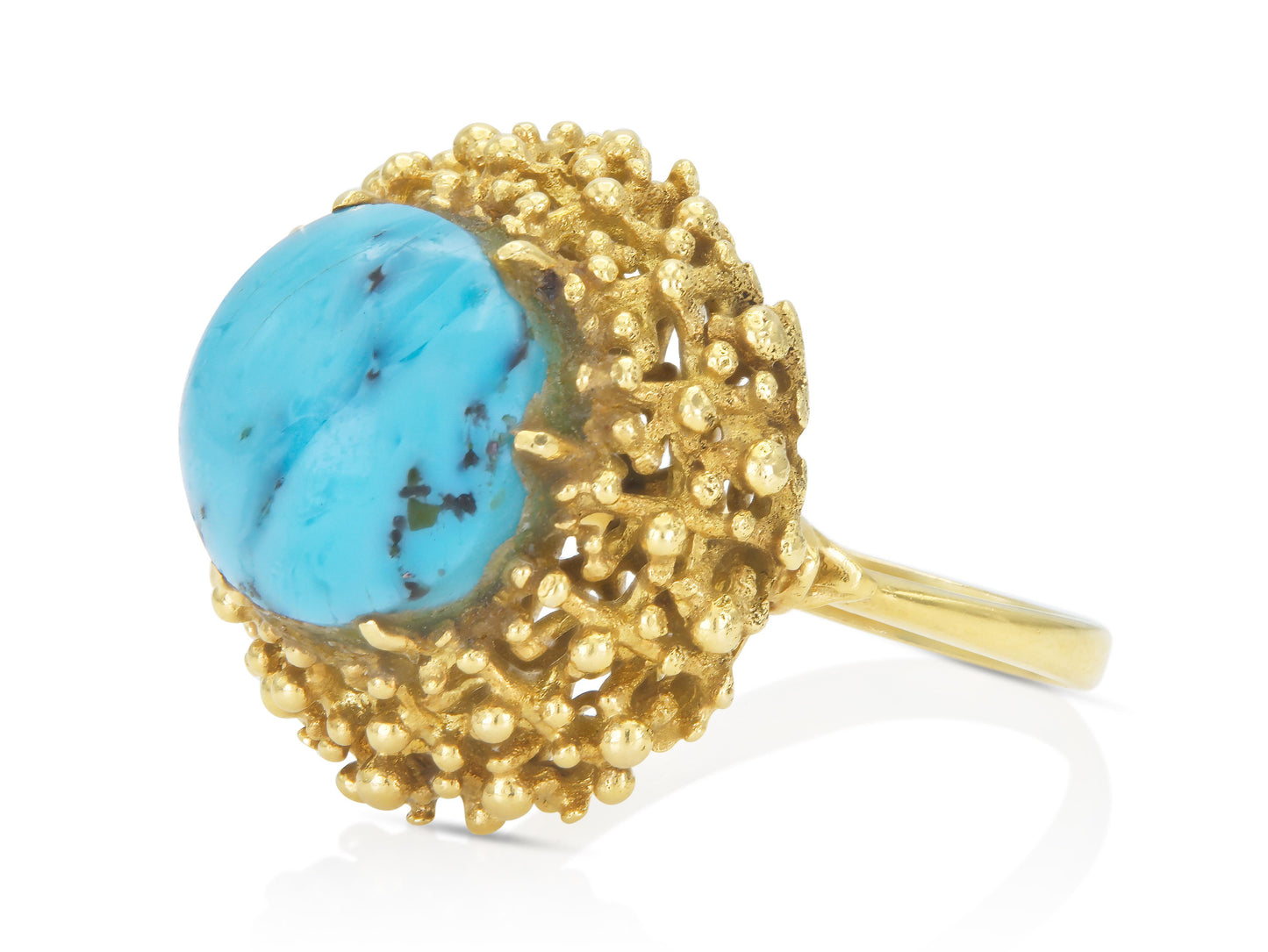 Vintage 1970s Turquoise and Gold Ring