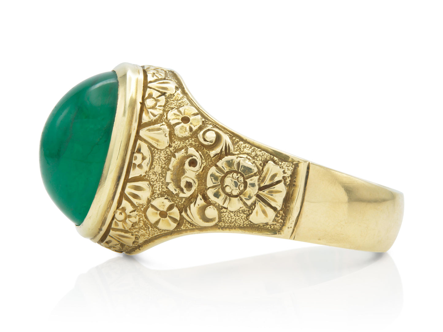 Vintage 1960s 6.00 Carat Cabochon Emerald Ring