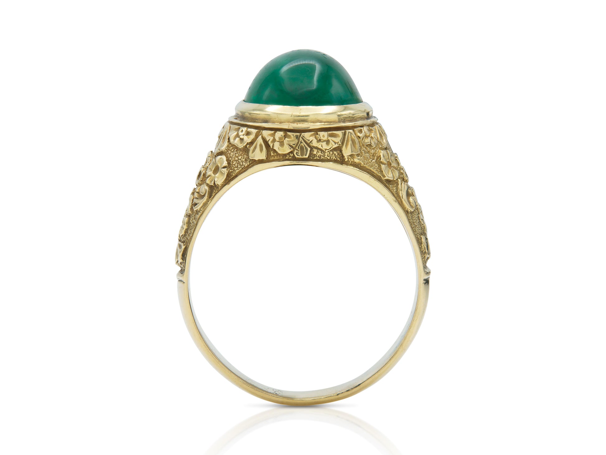 Vintage 1960s 6.00 Carat Cabochon Emerald Ring