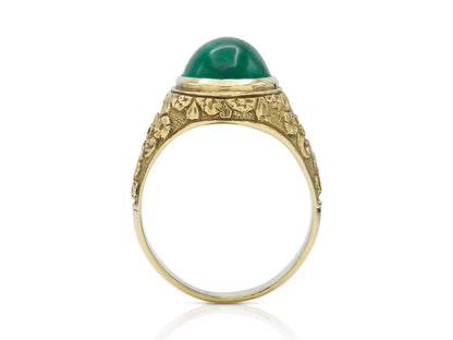 Vintage 1960s 6.00 Carat Cabochon Emerald Ring