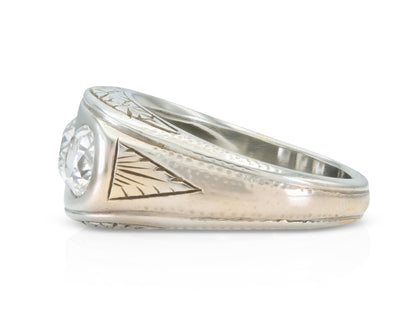 Antique Art Deco 1930s 2.60 Carat Diamond Three-Stone Gypsy Ring