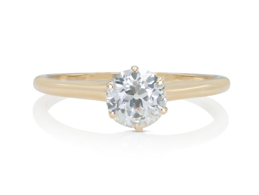 Antique Victorian 0.98 Carat Old European Cut Diamond Engagement Ring