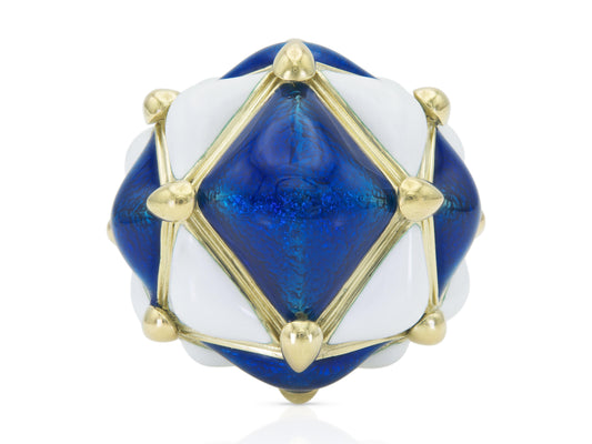 David Webb Enamel Geodesic Dome Ring