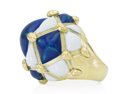 David Webb Enamel Geodesic Dome Ring