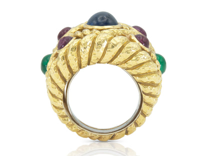 Vintage 1970s David Webb Gold and Multi-Gemstone Ring