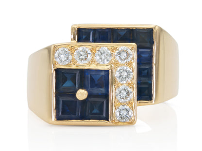 Vintage 1970s Oscar Heyman Sapphire and Diamond Ring