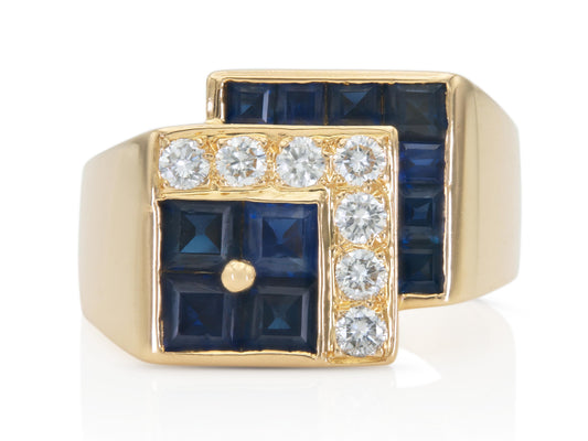 Vintage 1970s Oscar Heyman Sapphire and Diamond Ring