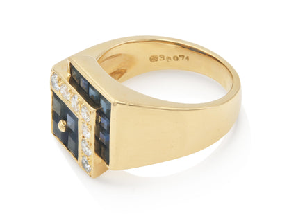 Vintage 1970s Oscar Heyman Sapphire and Diamond Ring
