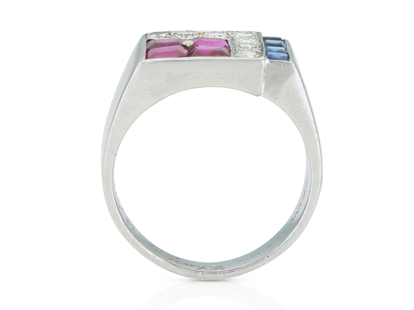 Vintage 1940s Retro Tiffany & Co. Ruby, Sapphire and Diamond Ring